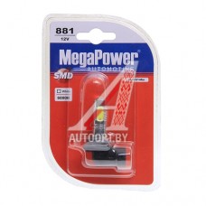 Лампа светодиодная 12V H27W/2 PGJ13 6000K 5 светодиодов блистер (1шт.) MEGAPOWER — 80614бл