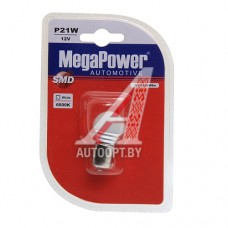 Лампа светодиодная 12V P21W Ba15s 6000K 9 светодиодов блистер (1шт.) MEGAPOWER — 56286Wбл