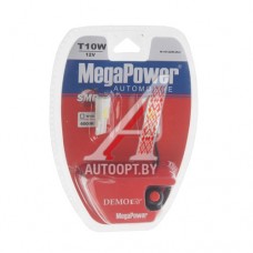 Лампа светодиодная 12V W5W T10W W2.1x9.5d 6000K бесцокольная 6 LED блистер (2шт.) MEGAPOWER — 10122W-2блт