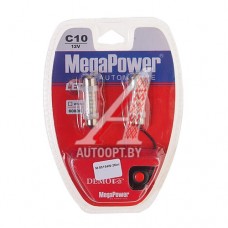 Лампа светодиодная 12V C10W SV8.5-8 39мм 6000K 6 светодиодов блистер (2шт.) с тестером MEGAPOWER — 85154W-2блт