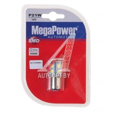 Лампа светодиодная 12V P21/5W BAY15d 6000K двухконтактная 13 светодиодов блистер (1шт.) MEGAPOWER — 57305Wбл