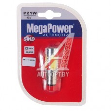 Лампа светодиодная 12V P21/5W BAY15d 6000K двухконтактная 5 светодиодов блистер (1шт.) MEGAPOWER — 57315Wбл
