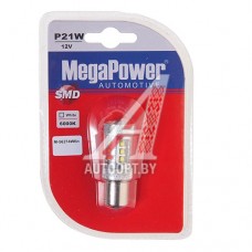 Лампа светодиодная 12V P21W BA15s 6000K 16 светодиодов блистер (1шт.) MEGAPOWER — 56274Wбл