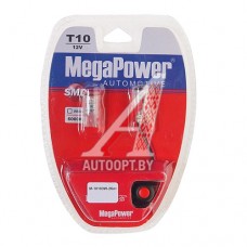 Лампа светодиодная 12V W5W T10W W2.1x9.5d 6000K бесцокольная 3 LED блистер (2шт.) с тест. MEGAPOWER — 10103W-2блт