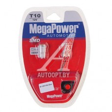 Лампа светодиодная 12V W5W T10W W2.1x9.5d 6000K бесцокольная 6 LED блистер (2шт.) с тест. MEGAPOWER — 10511W-2блт