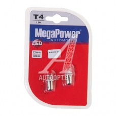 Лампа светодиодная 12V T4W BA9s 6000K блистер (2шт.) MEGAPOWER — 90122W-2бл