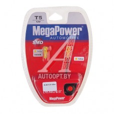 Лампа светодиодная 12V T5 W2x4.6d бесцокольная блистер (2шт.) с тестером желтый MEGAPOWER — 50113Y-2блт