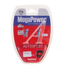 Лампа светодиодная 12V T5 W2x4.6d бесцокольная блистер (2шт.) с тестером Blue MEGAPOWER — 50113B-2блт