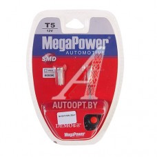 Лампа светодиодная 12V T5 W2x4.6d 6000K бесцокольная 3 светодиода блистер (2шт.) MEGAPOWER — 50115W-2блт