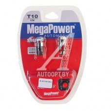 Лампа светодиодная 12V W5W T10W W2.1x9.5d 6000K бесцокольная 3 LED блистер (2шт.) с тест. MEGAPOWER — 10111W-2блт