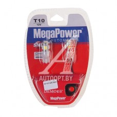Лампа светодиодная 12V W5W T10W W2.1x9.5d 6000K бесцокольная 5 LED блистер (2шт.) с тест. MEGAPOWER — 10714W-2блт